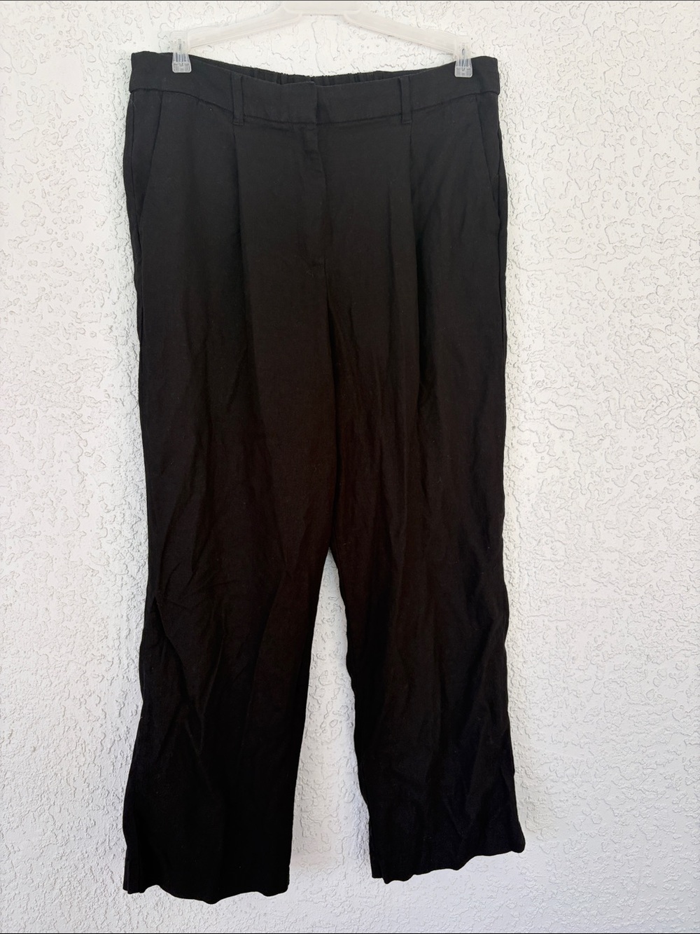 Old Navy Black linen blend Taylor Wide Leg Trousers extra high-rise size L